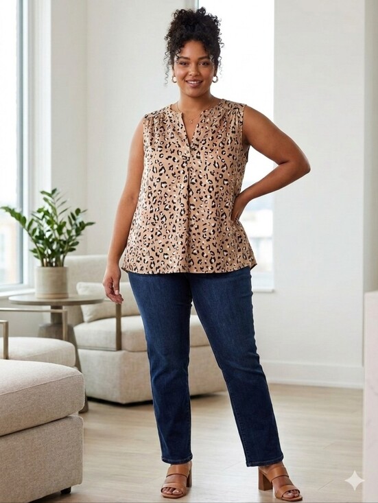 Skies Are Blue Tops - Skies Are Blue Curvy Sleeveless Leopard-Print Camisole Top NWT